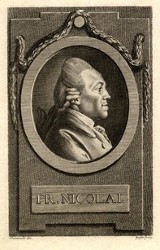 Friedrich Nicolai (Kupferstich von Christian Gottlieb Geyser nach Daniel Chodowiecki, um 1780)