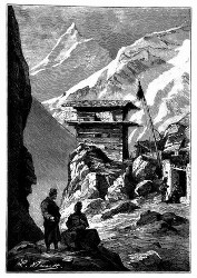 Malerisch an schneebedeckten Bergwänden hängende Dörfer. (S. 199.)