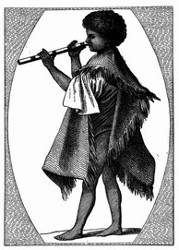 Tahitischer Flötenspieler. [Facsimile. Alter Kupferstich.]