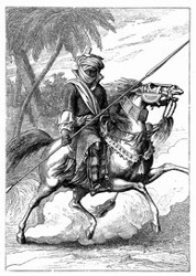 Leibwache des Scheikh von Bornu. [Facsimile. Alter Kupferstich.] (S. 95.)