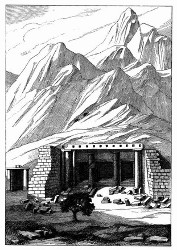 Ansicht des Haupttempels von Sekkeh. [Facsimile. Alter Kupferstich.]